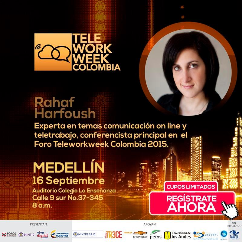 bedoyarf's tweet image. ¿Por qué tu empresa debe apostarle al #Teletrabajo? La experta @rahafharfoush lo explicará en Foro #TeleWorkWeekCo
