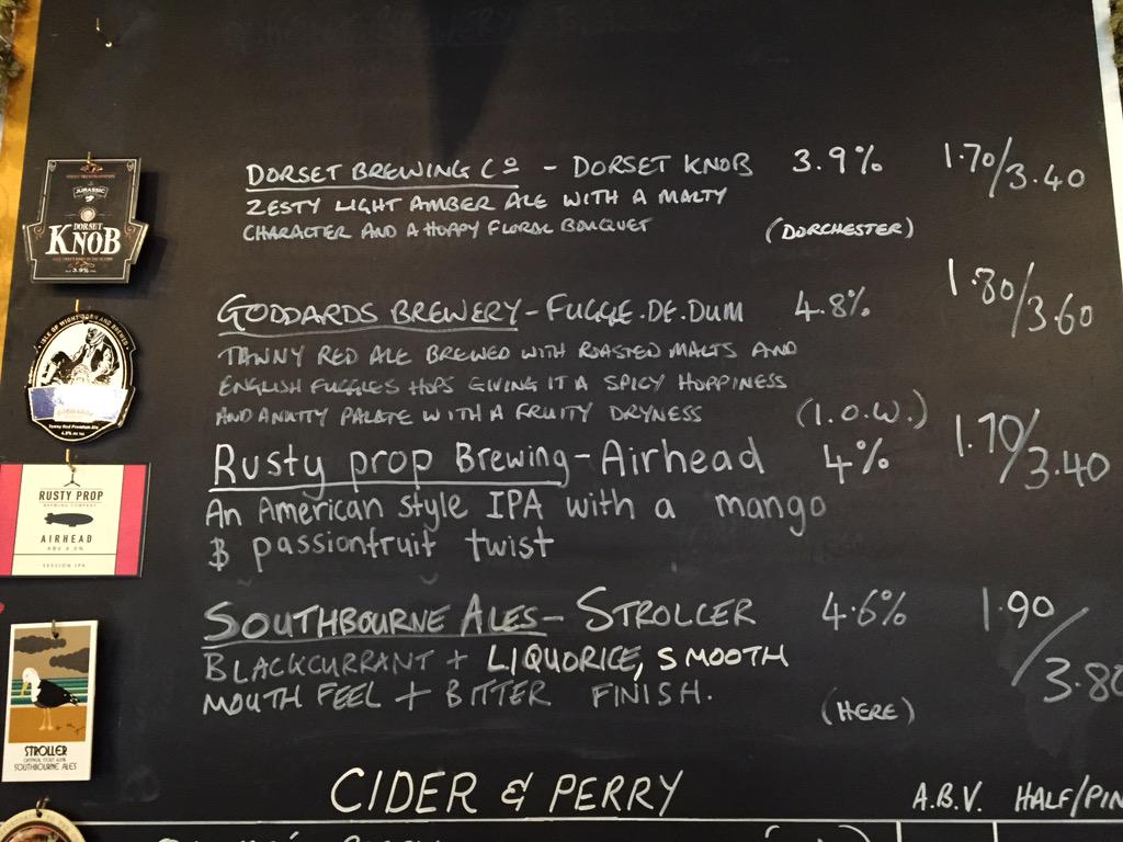 TheWightBear's tweet image. Tuesday night with @dbcales @GoddardsBrewery @rustyprop and @SouthbourneAles on the board. Open till 11pm.