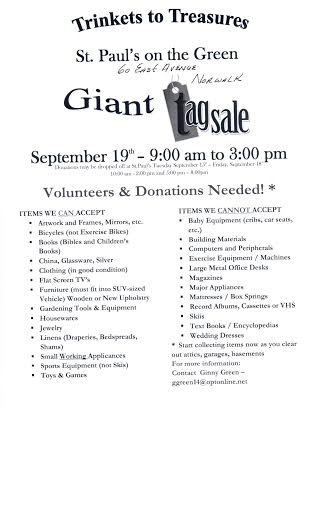 senatorduff's tweet image. Tag Sale at St. Paul's on the Green in Norwalk this Saturday. Donate items, shop or both.