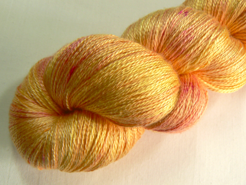 WatercolourLace's tweet photo. Last batches of yarn ready to pack for @yarninthecity on Saturday. Here's Mulberry Silk Lace in Golden Sunset. http://t.co/td7XRFICBx