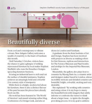Resurfacedesign's tweet photo. We've just been made aware of this bit of blurb in our local mag Life in Farnham. #bigupmyself #newashgategallery http://t.co/Oj19xDMIUO