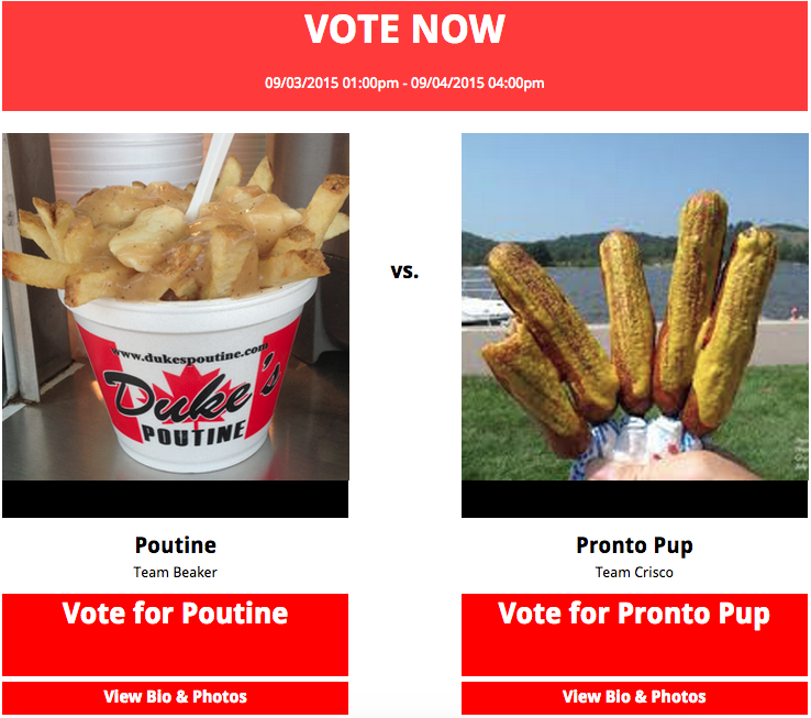 patlaeger's tweet image. The finals are here! Pick either @DukesPoutine or @MNprontopups. May the best food win! ks95.com/fair-food-fren…
