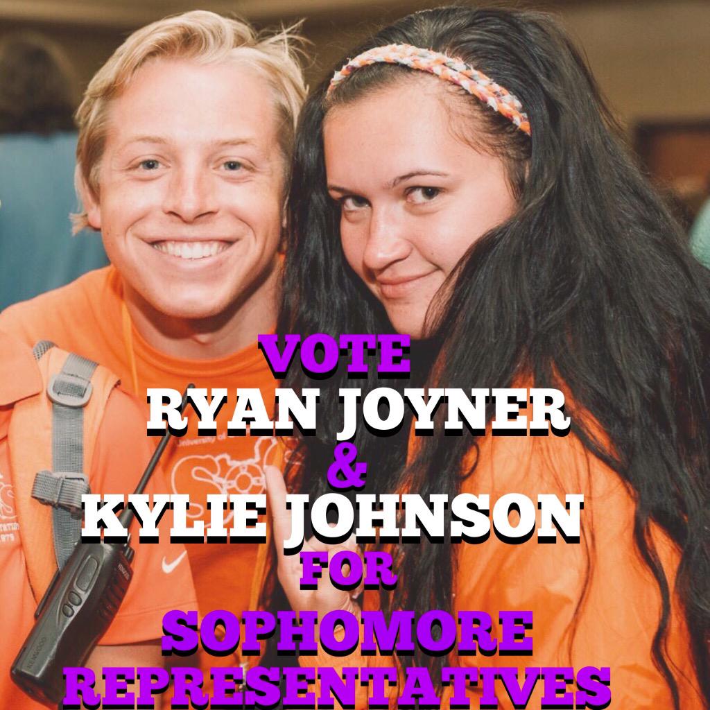 RyanKylieSGA's tweet image. Hey, @UCA2018 &amp;amp; @2019UCA! Vote for Kylie Johnson &amp;amp; Ryan Joyner for Sophomore Rep on OrgSync on Sept9&amp;amp;10! Thank you!☑️