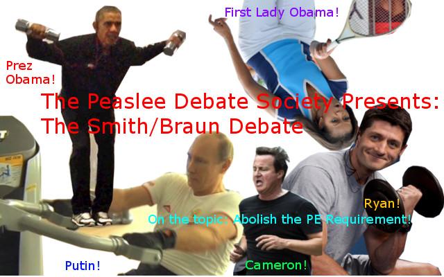 Come to the Scheuer room tonight  at 7 to watch us debate President Smith and Dean Braun!