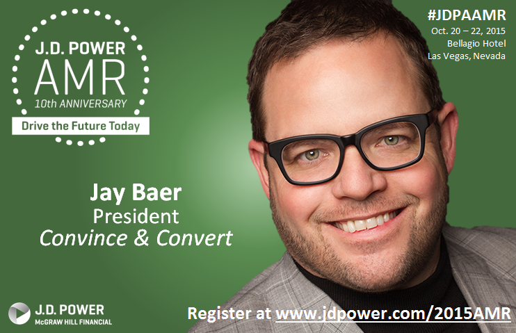 JDPowerAutos's tweet photo. #AutoMarketers: @JayBaer of @convince &amp; convert joins @JDPower #JDPAAMR as a keynote speaker!  http://t.co/MGGLDfO1Ln http://t.co/26rWL77eNP