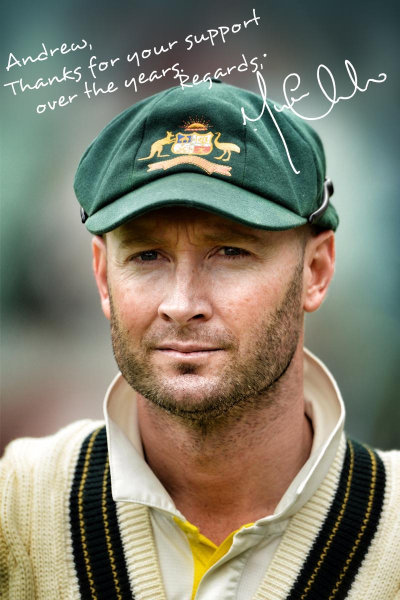crickcomaureply's tweet photo. @ajrabs #ThanksPup! Here’s a signed photo from Michael Clarke http://t.co/1THGGm8TRS