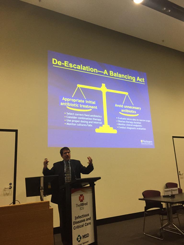 Importance of de-escalation with antibiotic use when appropriate. #idccc15