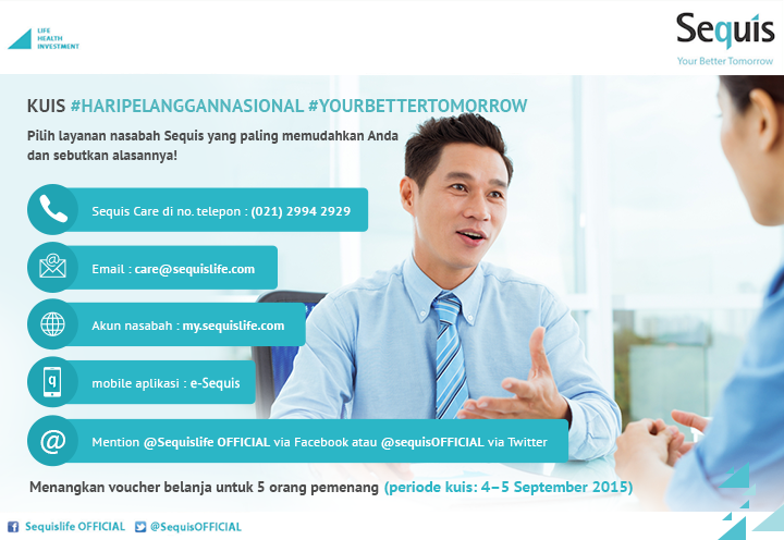 SequisOFFICIAL's tweet photo. Bagi Anda nasabah setia Sequis, ikuti Kuis #HariPelangganNasional #YourBetterTomorrow dan menangkan hadiahnya! http://t.co/GjIV6Wsbec