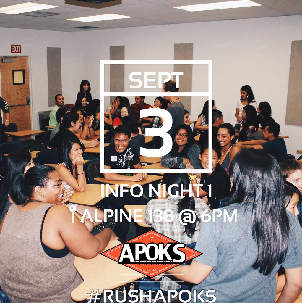 _apoks's tweet photo. Come out to our first informational night, meet some of the brothers & ask us questions! See you there! #rushAPOKS http://t.co/EoxUUuxcbK