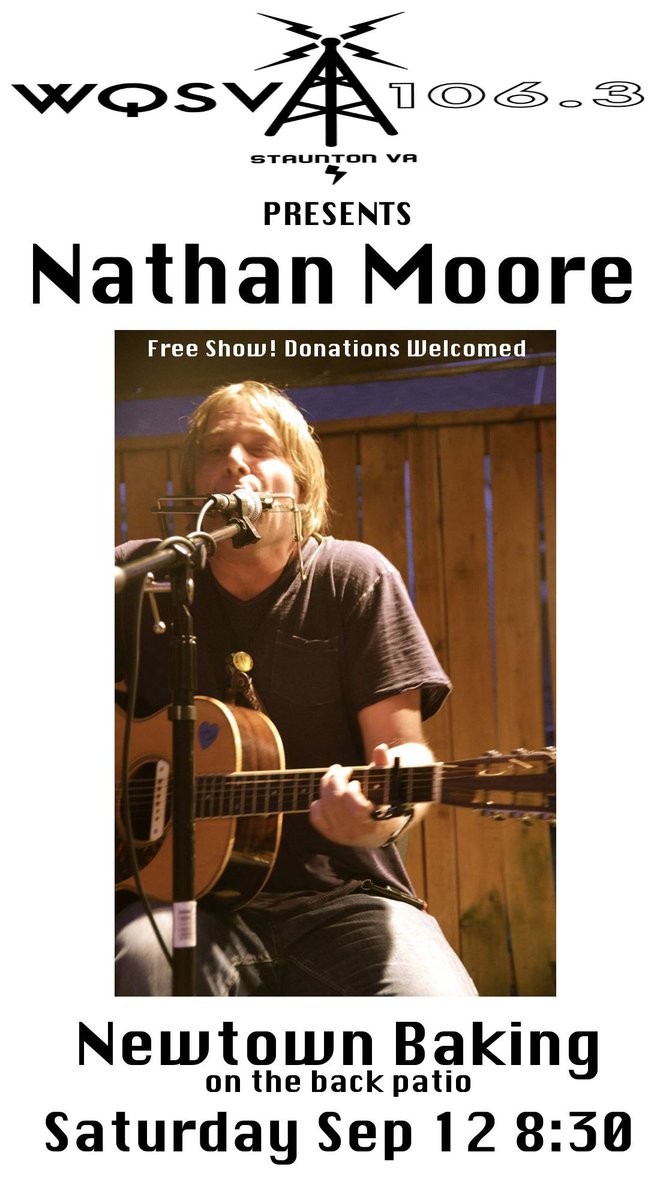 Come hear <a href="/moorenathan/">Nathan Moore</a> at Newtown Baking on September 12.