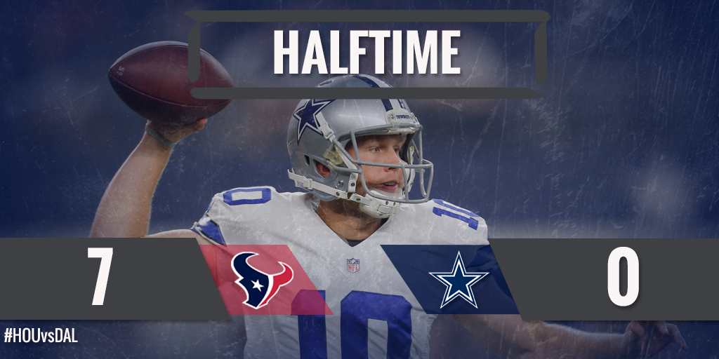 dallascowboys's tweet photo. Halftime. #HOUvsDAL http://t.co/DEbIM7dfLD