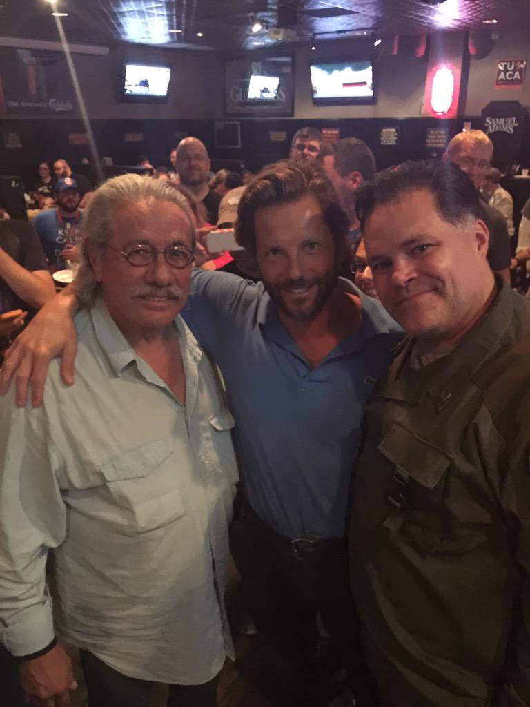 DragonCon's tweet photo. Time for another surprise guest! #BSG @ImJamieBamber @edwardjolmos @theaarondouglas #FindChiefEp2 http://t.co/ypKx9qIMBd