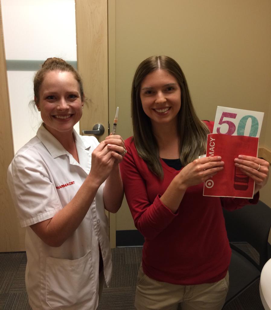SweeneyTGT's tweet photo. Such a fun RX team! Jodi/Emily, r da best-First to hit 50 TM Flu shots  #TimexReplacement @JoeEnnesser @ChrisMellon8 http://t.co/xOWDWhJErb