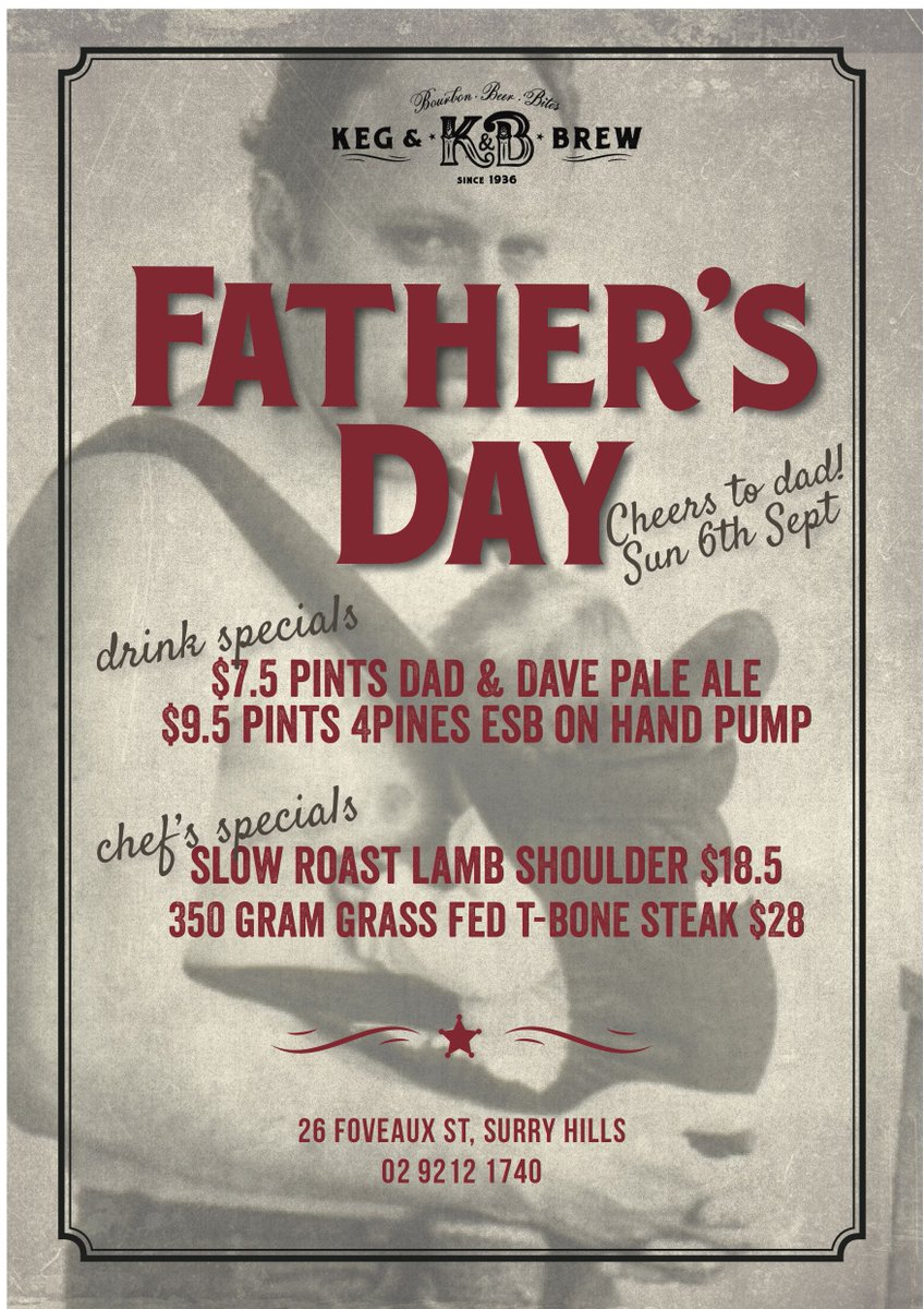 Come celebrate Father’s Day with <a href="/4PinesBeer/">4 Pines Brewing Co.</a> &amp; <a href="/dadndavebrewing/">Dad & Dave's Brewing</a> specials on hand pump!