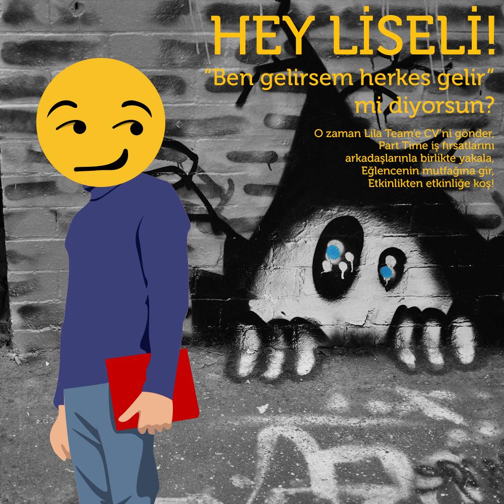 Selam Liseli!
Seni festivalden festivale koşturacak iş fırsatları için şöyle alalım:
info@lila-entertainment.com