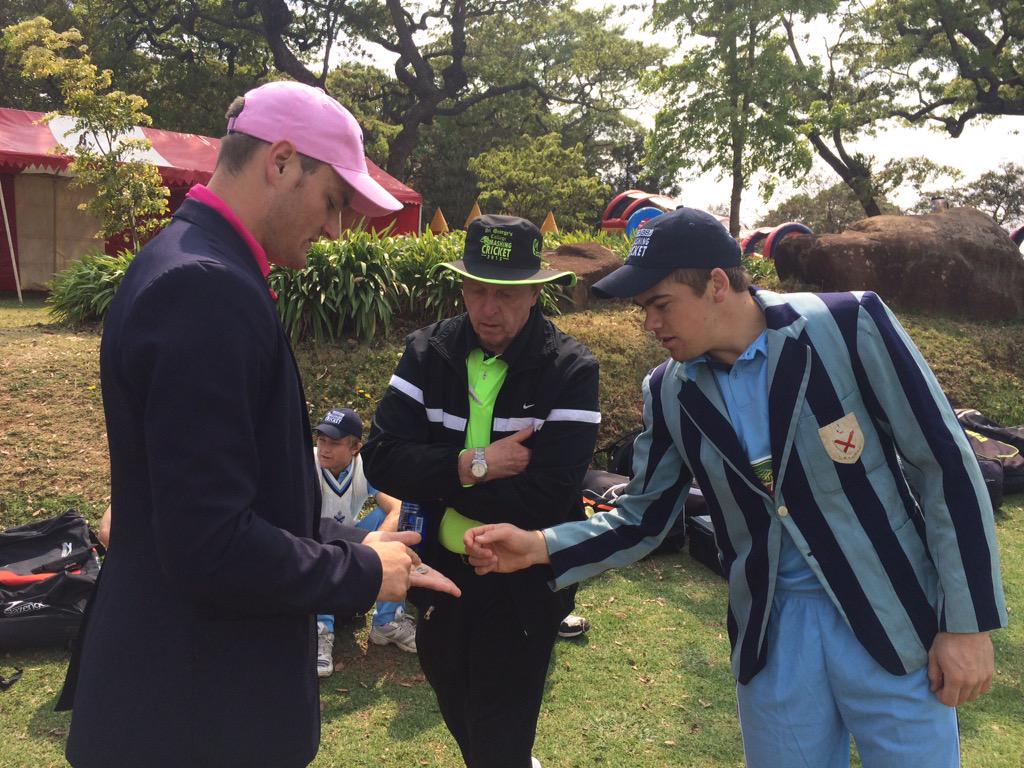 SACcricket's tweet photo. St George's College T20 Tournament (Harare) vs. Falcon College (The Toss, Captain Anthony Dakin) http://t.co/dsD1CZf7At