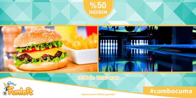 Funloft's tweet photo. Cuma günleri yemek ve eğlence birarada!  #combocuma fırsatı ile %50 indirim yakalayın! http://t.co/ZGpGxjgG8p