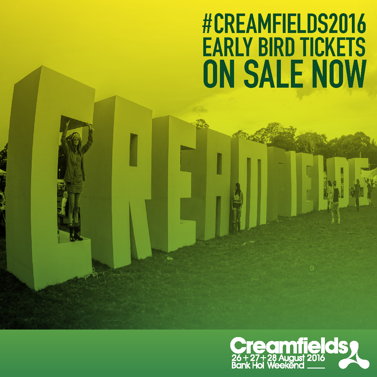 Creamfields's tweet photo. #CREAMFIELDS2016...Early bird tickets on sale now including £20 deposit scheme
http://t.co/YdtddlLrT5 http://t.co/dO1WS432cy