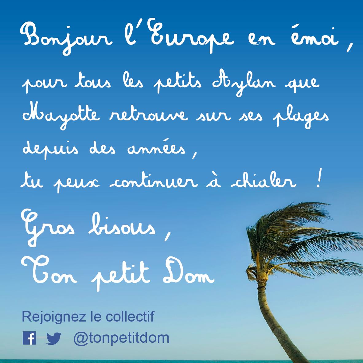 TONPETITDOM's tweet photo. #Mayotte #Aylan Se lamenter pendant 3 jours c'est bien, agir c'est mieux ! @Europarl_FR @fhollande @manuelvalls http://t.co/QgBDoFeMlb