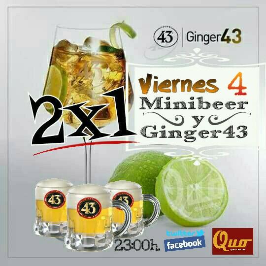 QuoBar's tweet photo. #estanoche #2x1 en #Ginger43 y #Minibeer43 de @licor43_es en @QuoBar en #Sevillaeste http://t.co/ffnQQTg1Yo