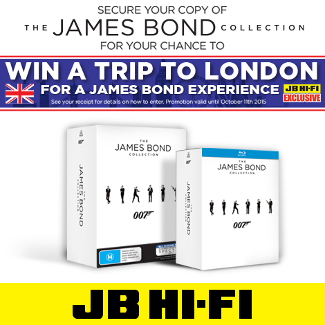 JBHiFi's tweet photo. Secure THE JAMES BOND COLLECTION for your chance to win a trip to London! https://t.co/w8KHQW7in7 http://t.co/BNKvtIG8FW