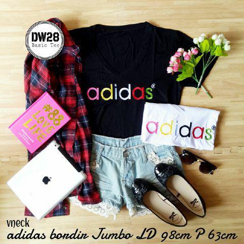 Harga 42rb • Adidas bordir jumbo • Bhn spandex rayon • Fit to L besar