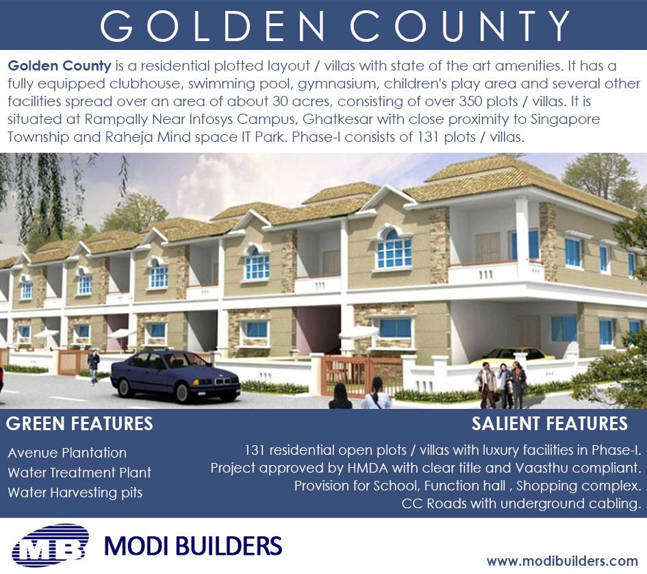 Modi_Builders's tweet photo. #ModiBuilders #GoldenCounty is a residential villas with state of the art amenities, situated at Rampally http://t.co/CcmJJV6VGu
