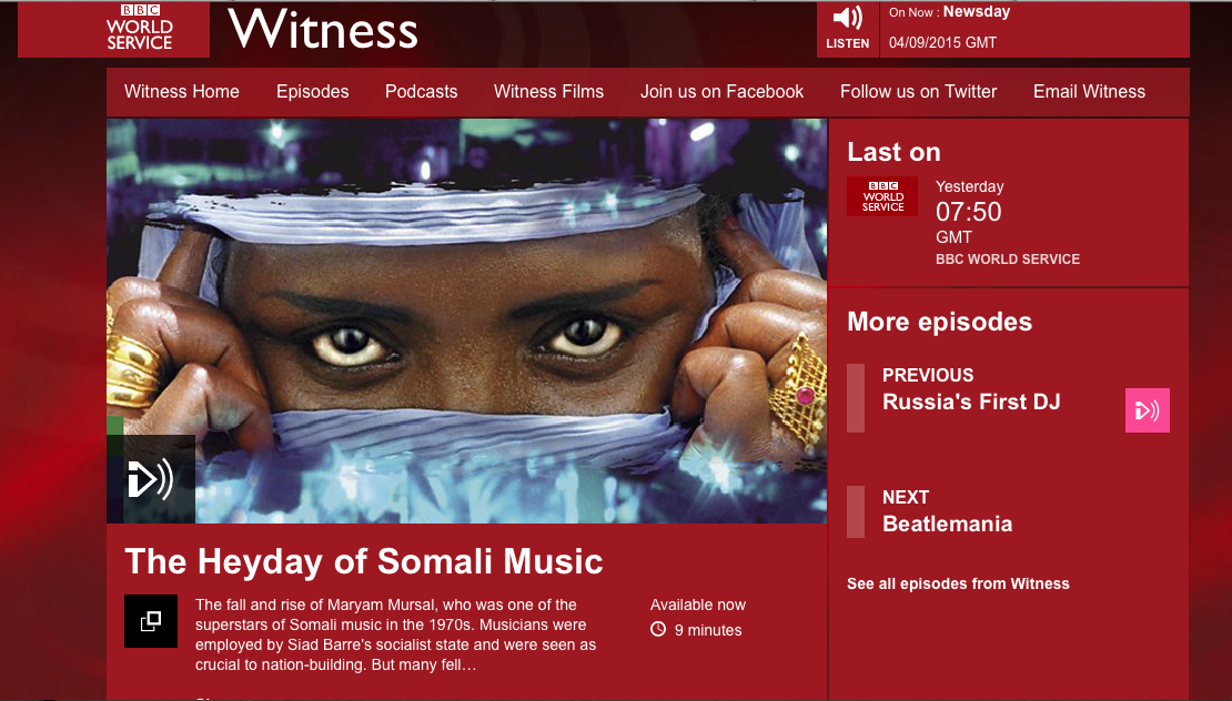 galoolsomali's tweet photo. Waraysi Maryan Mursal iyo BBC - Witness
http://t.co/XdLBTx1g9O http://t.co/ca66uNgvi0