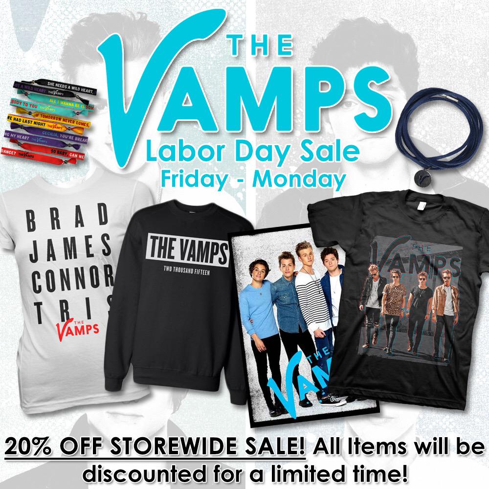 TheVampsband's tweet photo. SALE TIME!!! Head to
http://t.co/u54DFJ9lST to get 20% off merch until Monday 👍 http://t.co/TI8mnR46IS