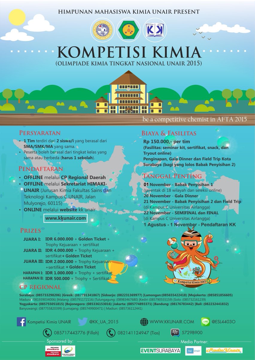 kkunair's tweet photo. Kamu siswa SMA/sederajat ? Yuk ikuti Kompetisi Kimia Unair 2015 http://t.co/X5gLIL619Q