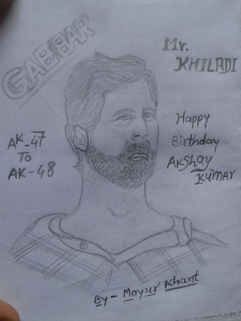 Wish Akshay Kumar a very very Happy Birthday 5 day before. 
Sketch by Akshay Kumar fan Mayur Khant. 