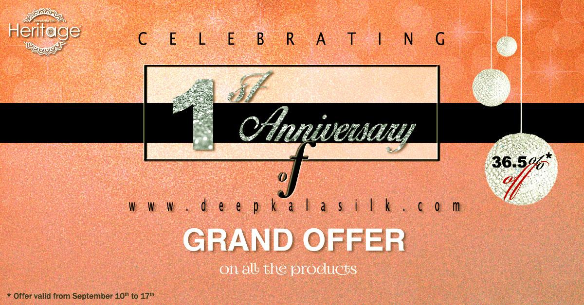 DeepkalaSilk's tweet photo. Join our 1st #Anniversary #Grand Celebration. Coming soon.Stay #Tuned till then! #HugeOffer @ http://t.co/Lu95ztIJOS http://t.co/K7BViwW3N8