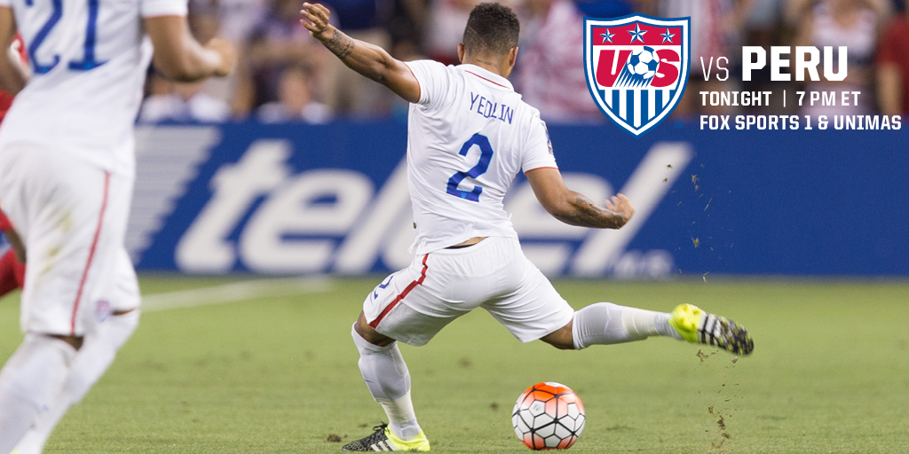 USMNT's tweet photo. Happy Matchday! Catch #USAvPER at 7 p.m. ET LIVE on @FOXSports1 &amp; @UniMas. #USMNT #OneNationOneTeam http://t.co/QZIfm9dZe9