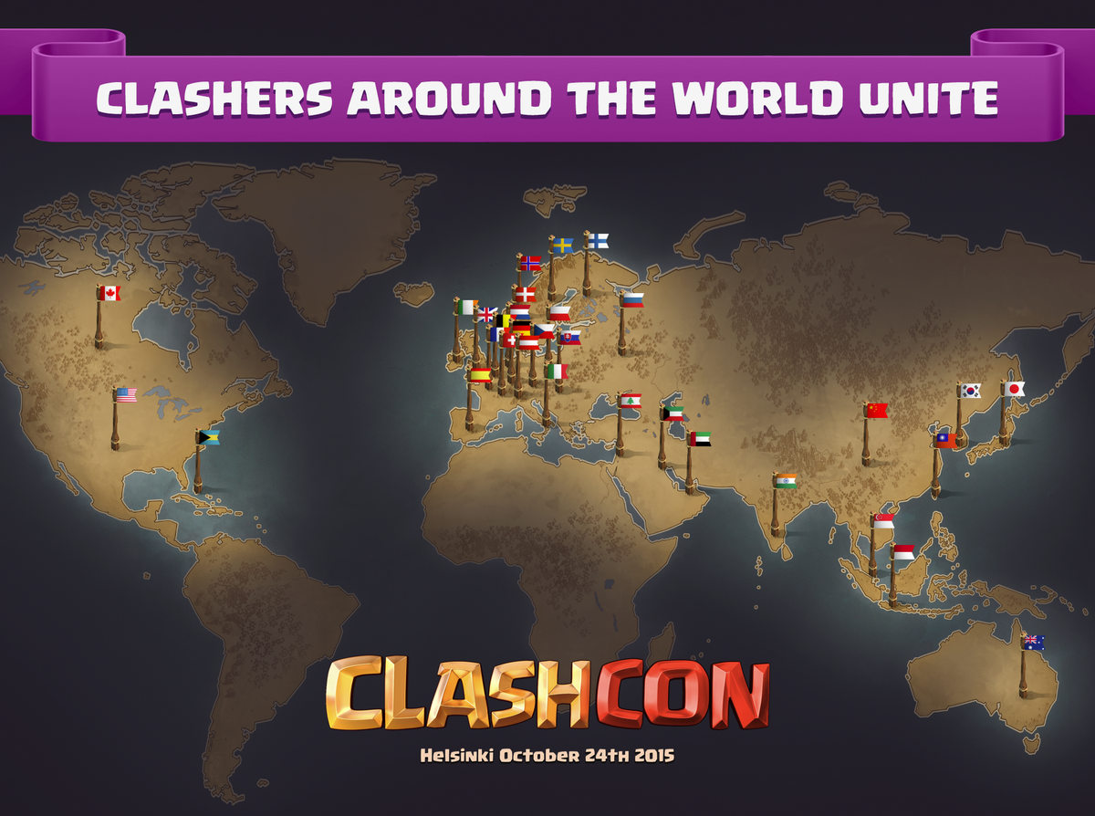 ClashofClans's tweet photo. #ClashCon attendees will represent over 30 countries! Is yours on the map, Chief?

Join us: http://t.co/BhLoxUQRDo http://t.co/MHoiezMxAm