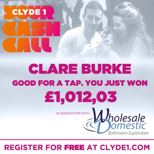 1025Clyde1's tweet photo. #ClydeCashCall Clare Burke just WON £1,012.03. Register for free at http://t.co/qITJrcXAcf http://t.co/NiMp2c6Y86