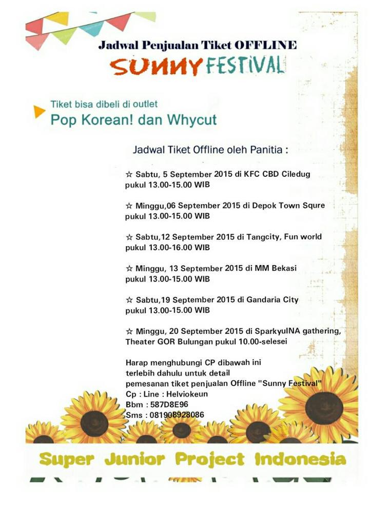 [MOHON DIBACA] Penjualan Tiket Offline 'SUNNY FESTIVAL' Hari Ini di Foodcourt Depok Townsquare. Jam 13.00-15.00