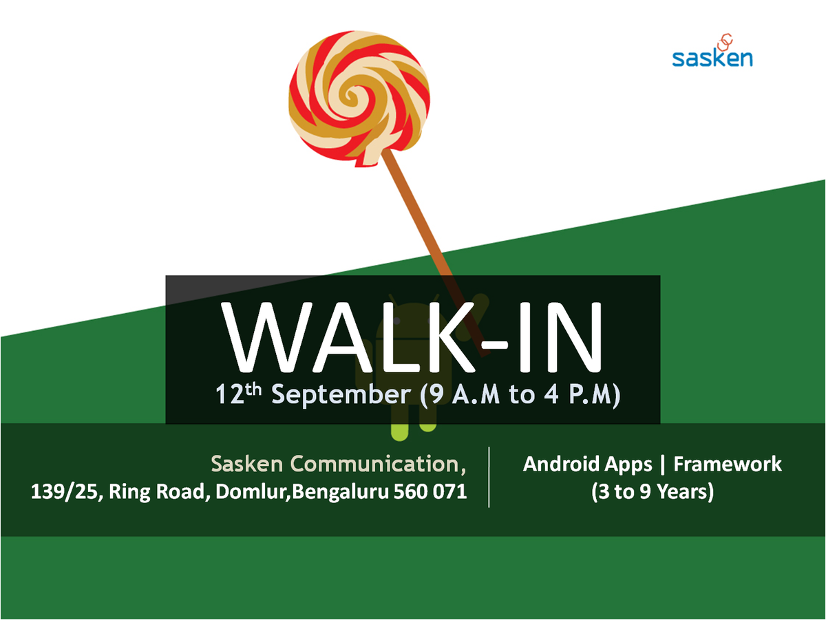 SaskenTech's tweet photo. #Walkin Saturday Sept12, 2015(9AM to 4PM) @Sasken #Bangalore #JobOpening #jobs #jobsearch #JobSeekers #recruitment http://t.co/7SfossRIhS