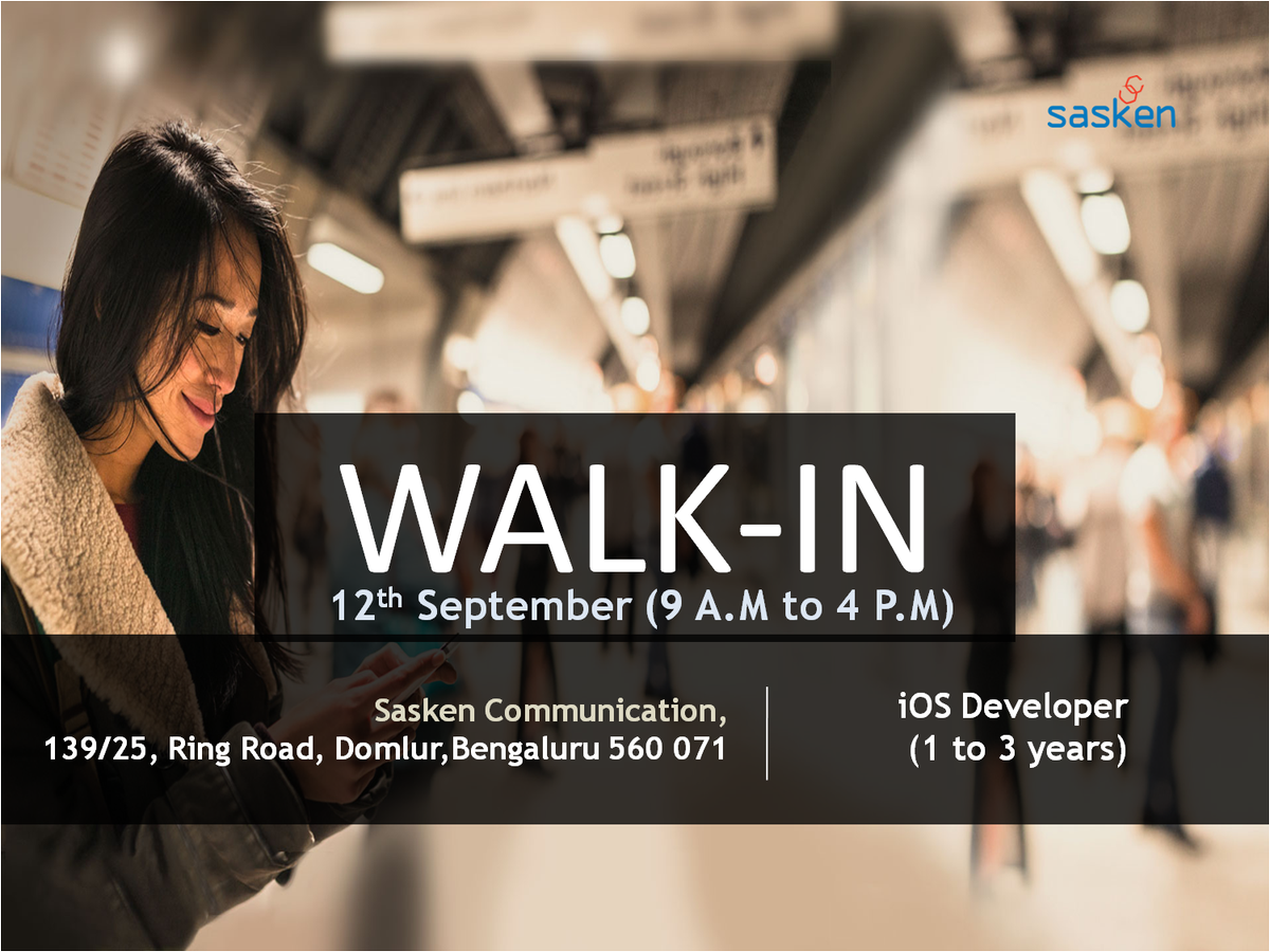SaskenTech's tweet photo. #Walkin Saturday Sept5, 2015(9AM to 4PM) @Sasken #Bangalore #JobOpening #jobs #jobsearch #JobSeekers #recruitment http://t.co/eYKAohl6Eb