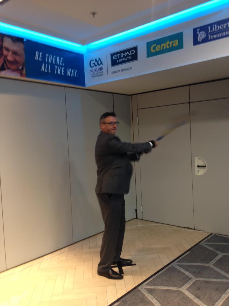 DCUEnterprise's tweet photo. Philip Moynagh of @Intel_IRL trying out wearable feedback demo #SmartCrokePark @DublinCityUni @CrokePark http://t.co/1TdBacMFa1