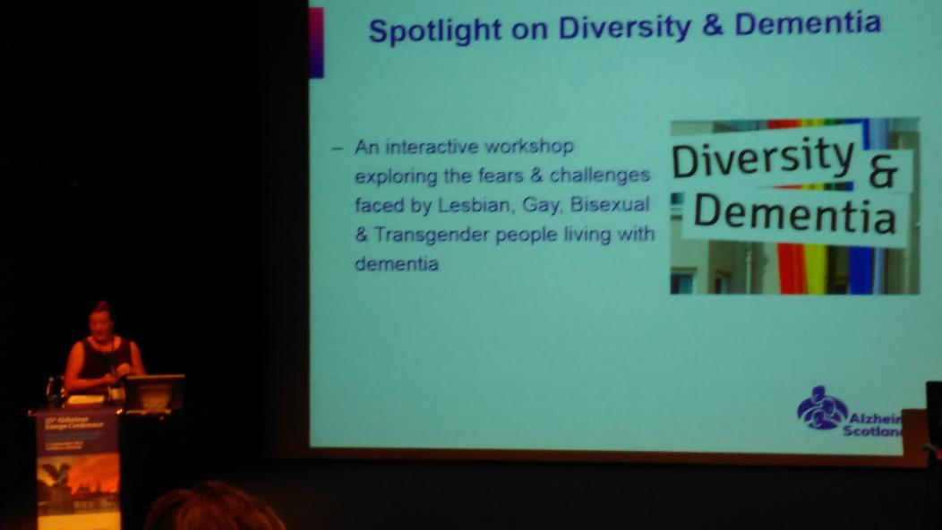 Fantastic presentation by <a href="/JenniferHall4/">Jenn Hall</a> on #launchspotlight #diversityanddementia <a href="/LGBTAge/">LGBT Age</a> <a href="/alzscot/">Alzheimer Scotland</a> <a href="/AlzheimerEurope/">Alzheimer Europe</a>