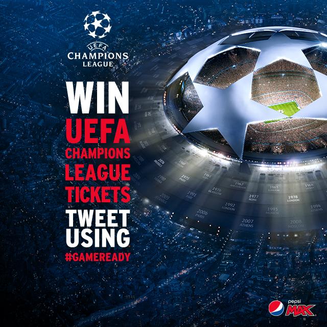 PepsiUK's tweet photo. Could you score yourself some @ChampionsLeague tickets? Tweet #GameReady to win. http://t.co/jjJRTSnzig Ts&amp;Cs apply http://t.co/q8IUPR6iqm
