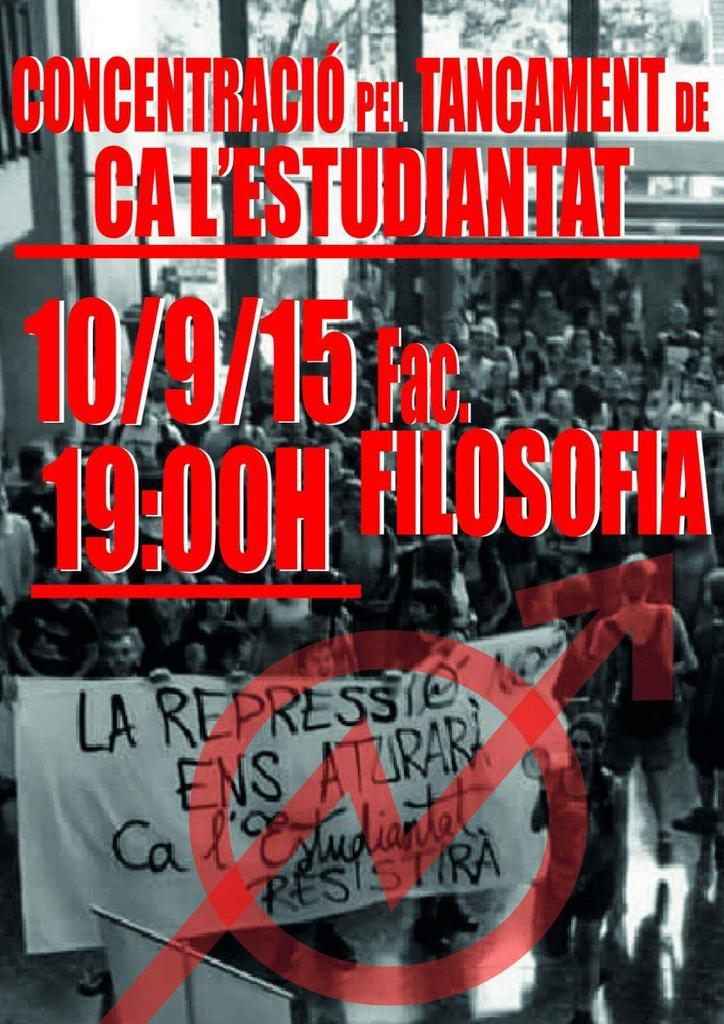 bea_UV's tweet photo. El dia 10 a les 19:00 h a la facultat de filosofia totes per Ca l'Estudiantat http://t.co/ZL60t9SnuW