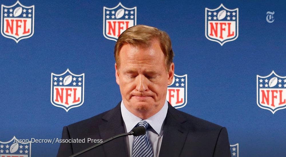 nytimes's tweet photo. Found to overstep authority, Roger Goodell pays the price http://t.co/ZgFs1JwYdZ http://t.co/PRnVk7yNeF