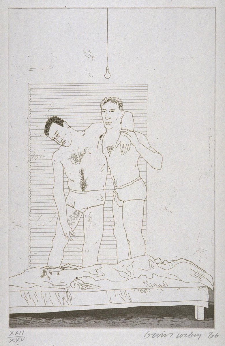 heretikradikal's tweet photo. etchings for Illustrations for Fourteen Poems from C.P. Cavafy
One Night
Two Boys Aged 23 or 24
1966 #DavidHockneys http://t.co/oLQjzsJ9uU