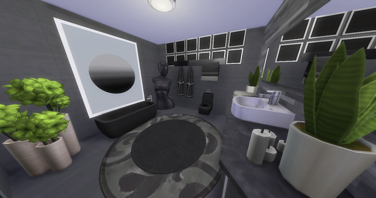 ChainSim's tweet photo. Dark Modern Bath - Available for download on the Sims 4 Gallery #Sims4 #ChainSim http://t.co/3ZlC4CXC6I