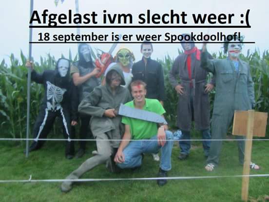 Helaas helaas! Het spookdoolhof gaat vanavond niet door ivm het slechte weer! #demeern #leidscherijn #utrecht