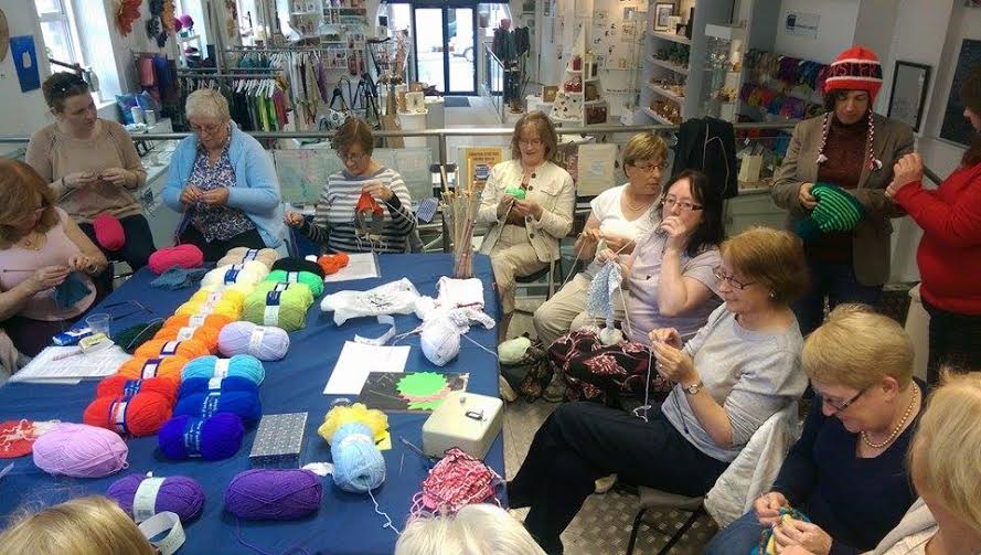 Limerick2020's tweet photo. Some serious knitting going on in @LimCraftHub #granniversary #limerickgiant #limerick #cityofculture http://t.co/kOWHIM6VWe