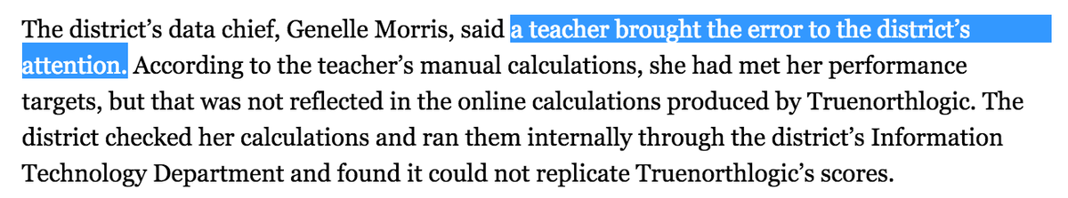 alittlestats's tweet photo. Best part of the story is this. Does she get a few bonus pts in her evaluation score? @CTLizB #edchat #VAMfail http://t.co/dKmredKBJr