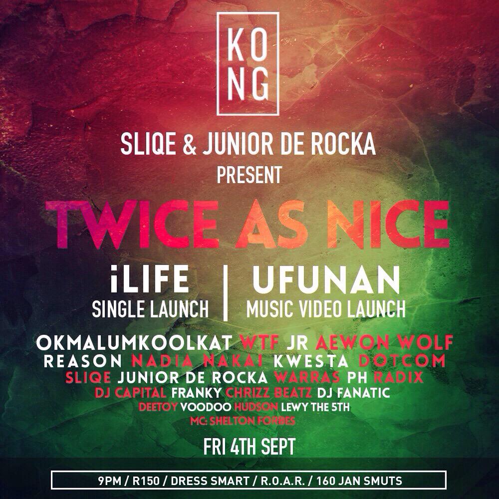 Mos_iiXXV's tweet photo. @Sliqe 's #iLife Single launch and @JuniorDeRocka 's #Ufunan Music Video Launch. All here @KONG_urban cav the lineup http://t.co/AkcklXVSLA