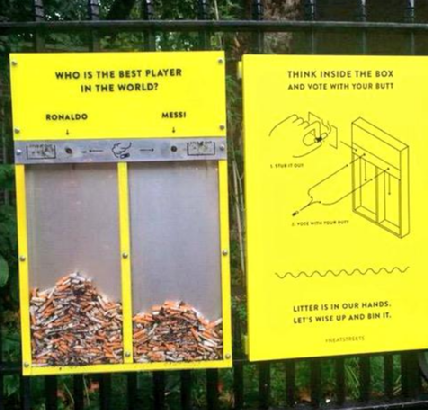 PrakashPatel_1's tweet photo. Great creativity to stop littering in London. Loveit
#StopLittering #ThinkWithYourButts @LifeisSavage http://t.co/Q7gBl1QijM
